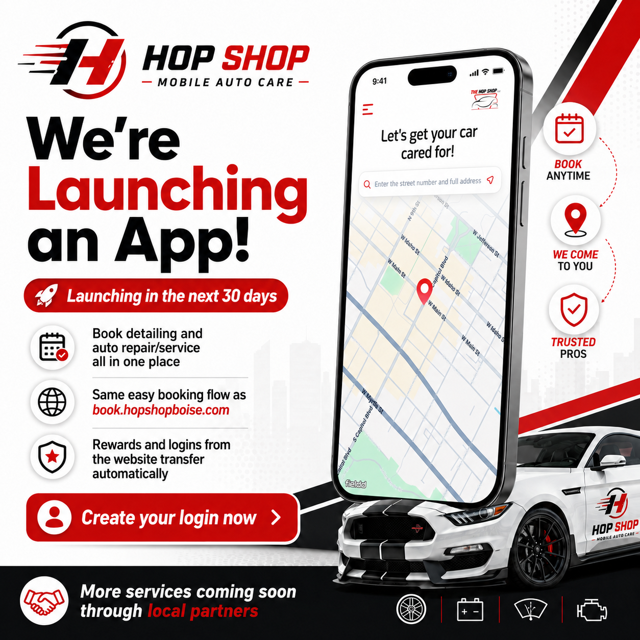 hop shop mobile auto care app launch ad
