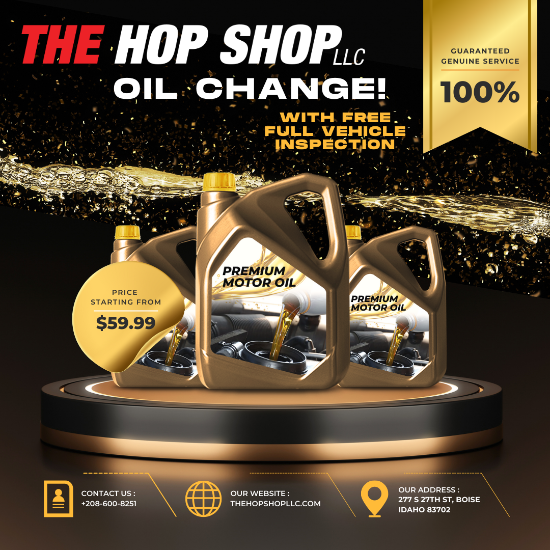 Mobile oil change Boise service The Hop Shop mechanic changing oil