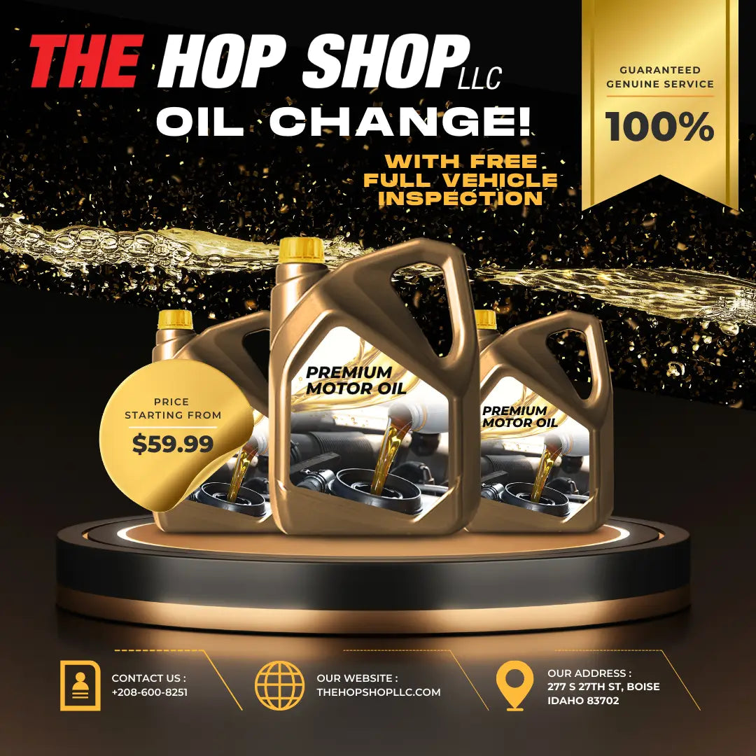 Mobile oil change Boise service The Hop Shop mechanic changing oil